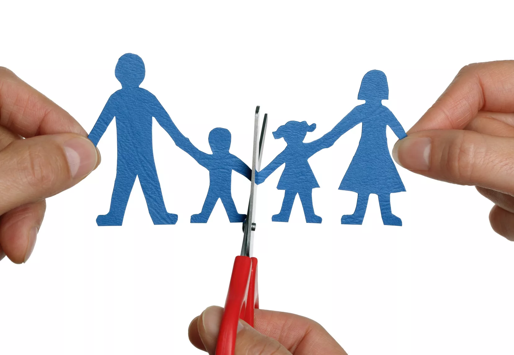 Scissors cutting paper family in half. Considering Divorce? Or is there still hope?