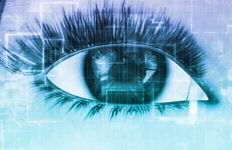 Blue, green, and purple eye looking into how to take charge of your life.