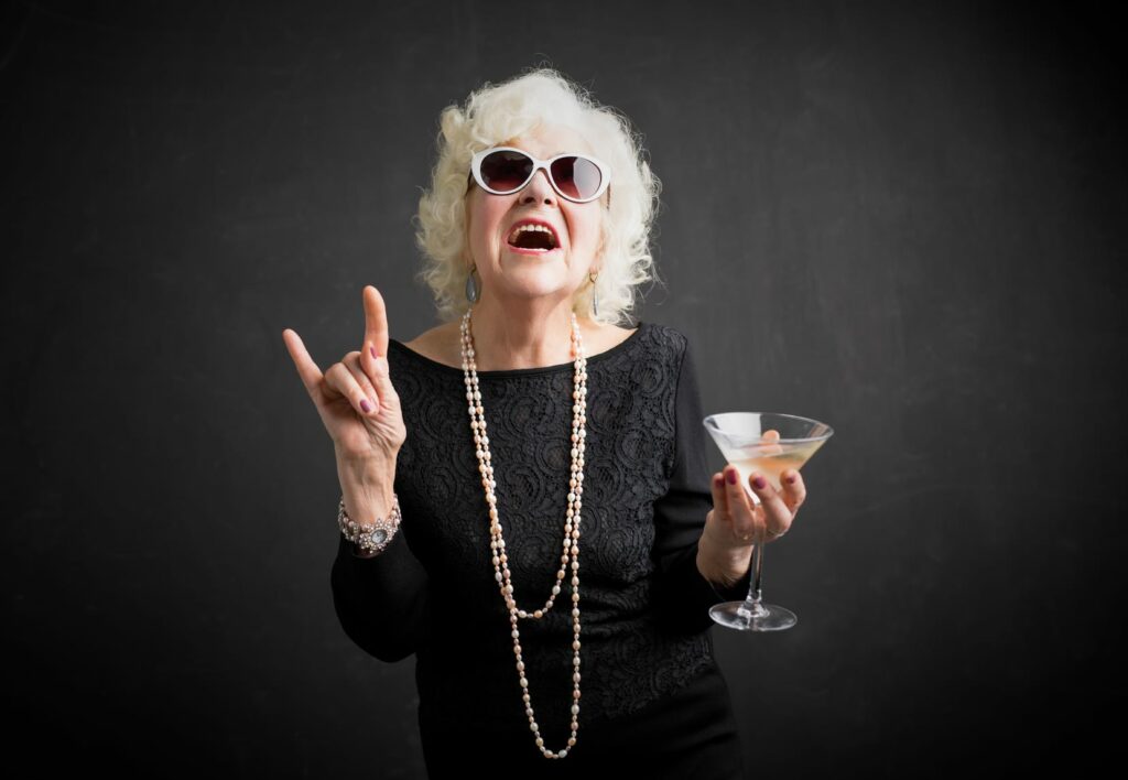 Mother drinking a martini with the rock on sign, Dealing with difficult parents