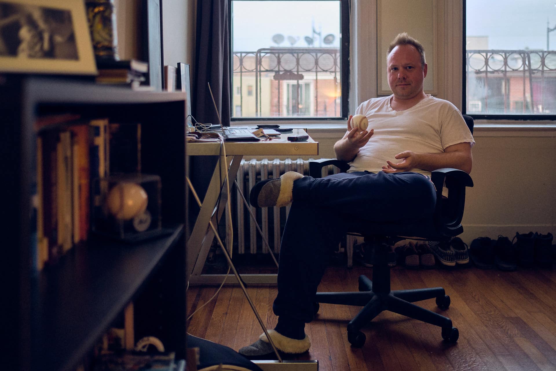 Man working in a home office. How to become self-employed.
