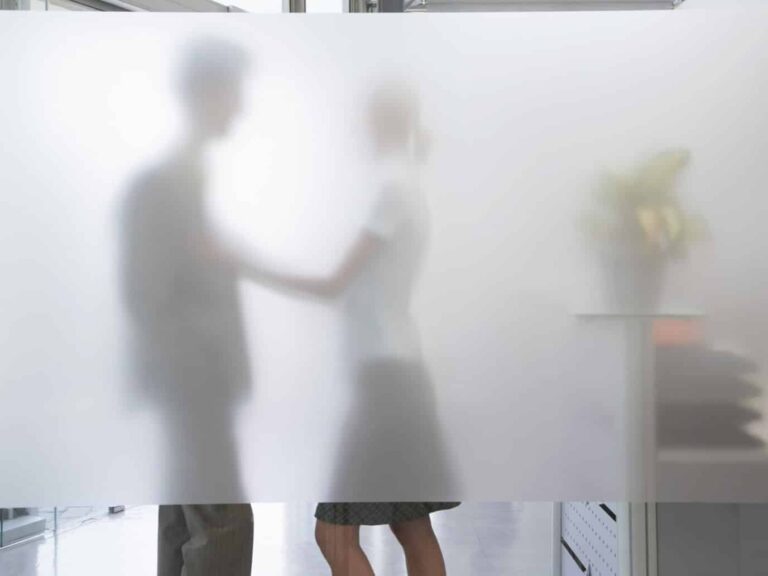Man and woman in an office representing Office romance pros and cons.