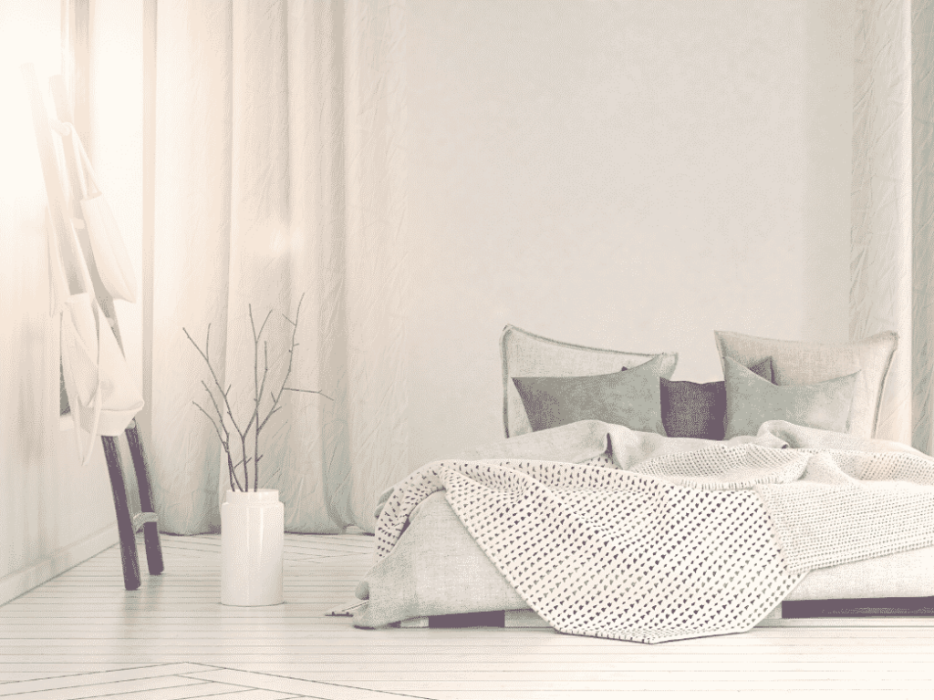 Minimalistic bedroom. intentional living at home.