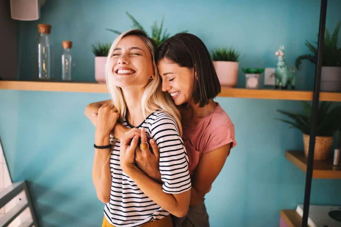 lesbian couple in an embrace