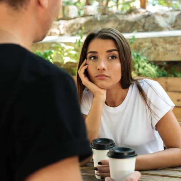 Girl on a date with a jerk.