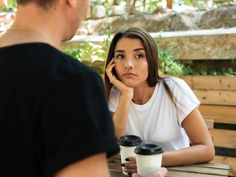 Girl on a date with a jerk.