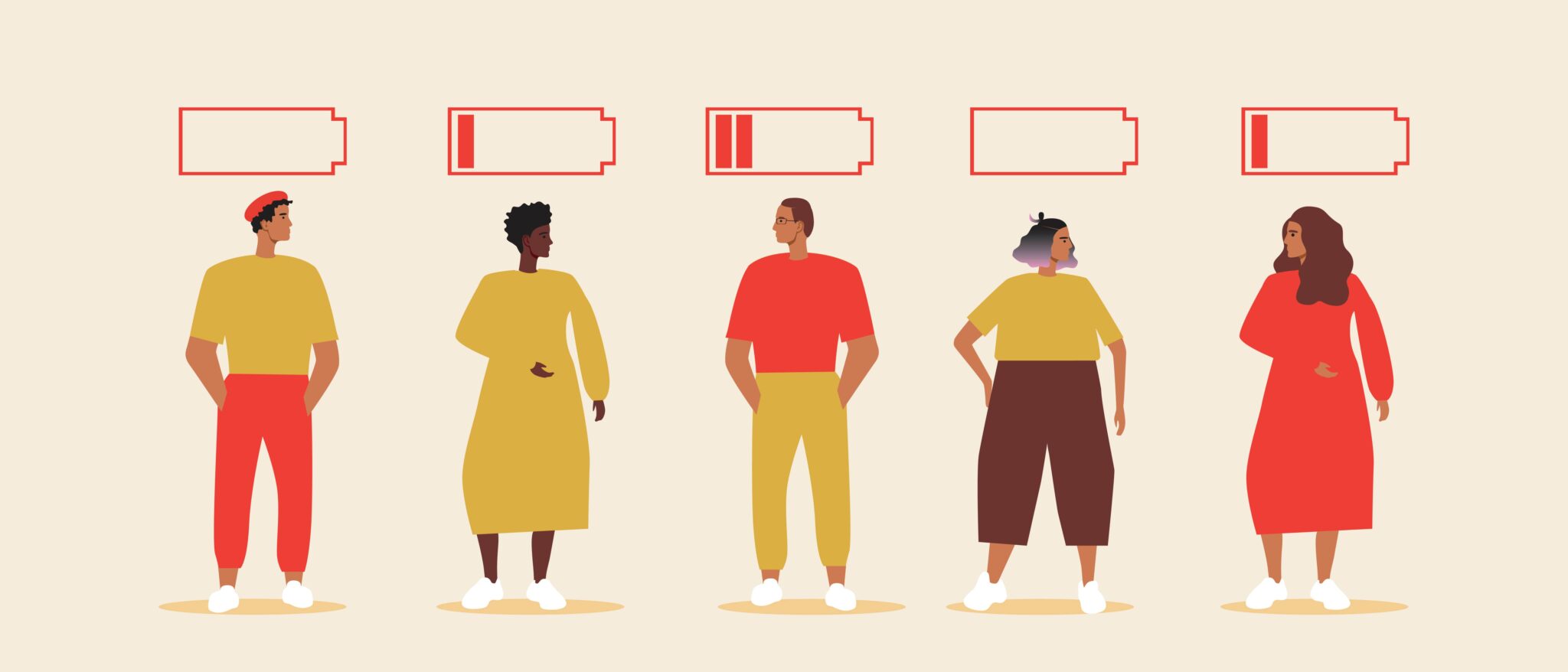 Illustration of people experiencing burn out.