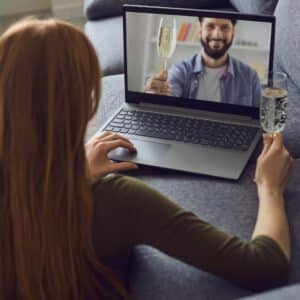 Woman having an online date.