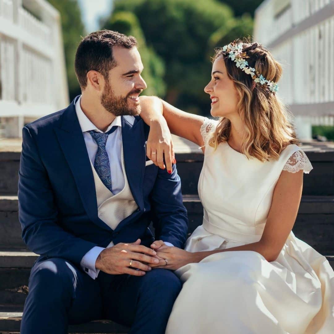 Newly married couple on their wedding day.