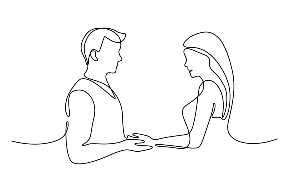 Illustration of couple communicating in Denver premarital counseling