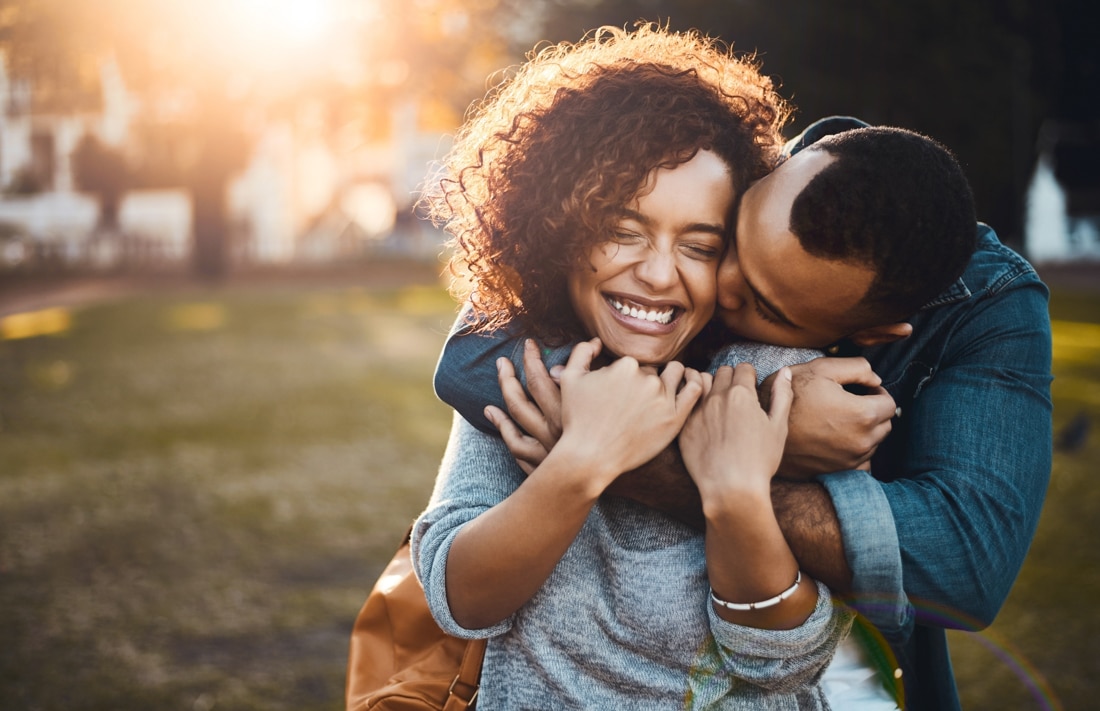 couple embracing and in love