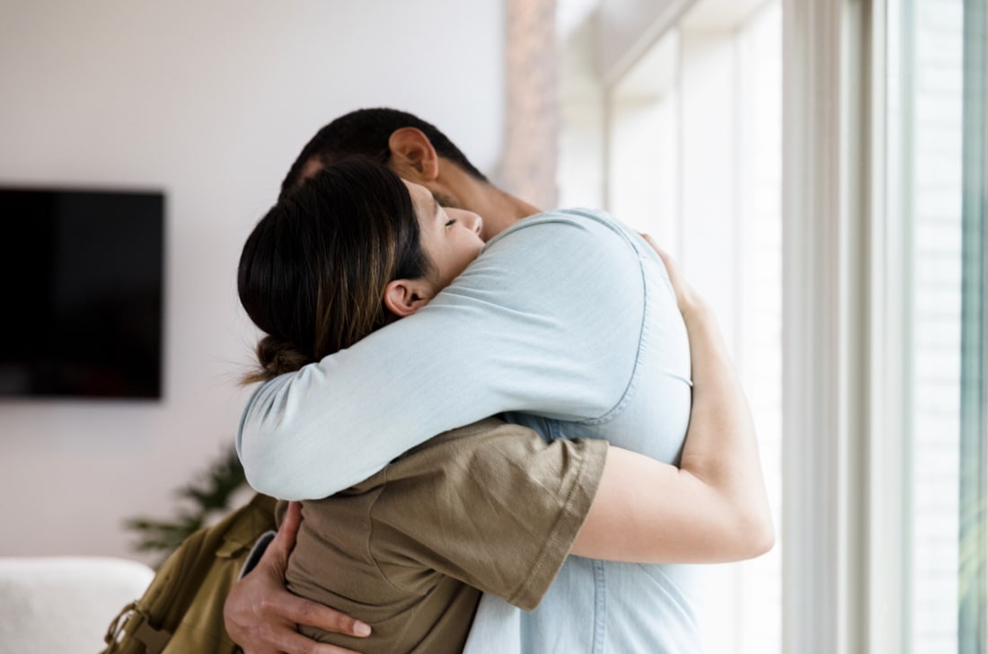 Couple embracing in a hug