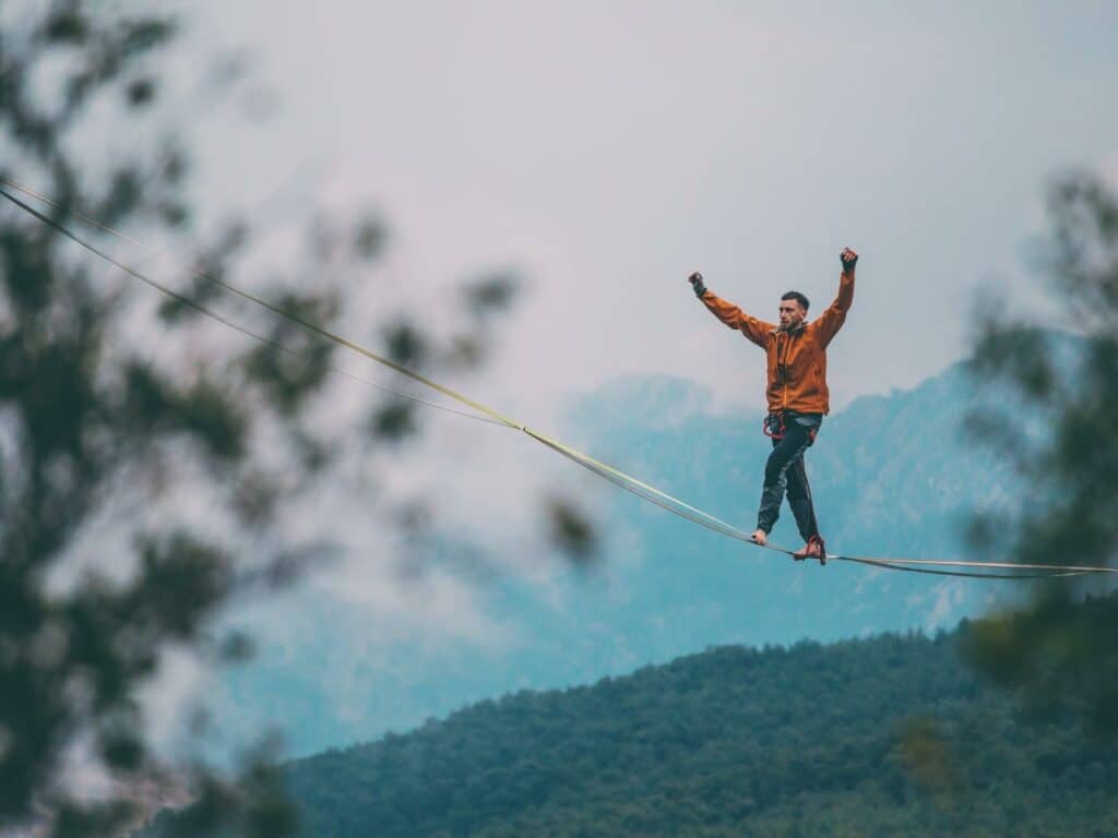 Someone facing their fear of heights
