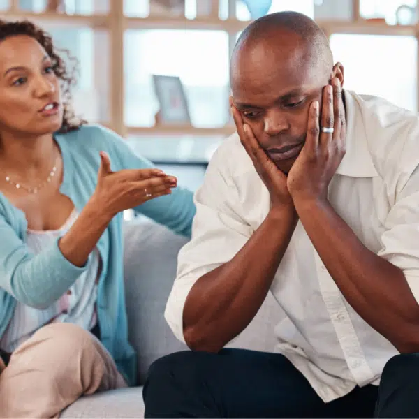 Couple representing defensiveness in relationships