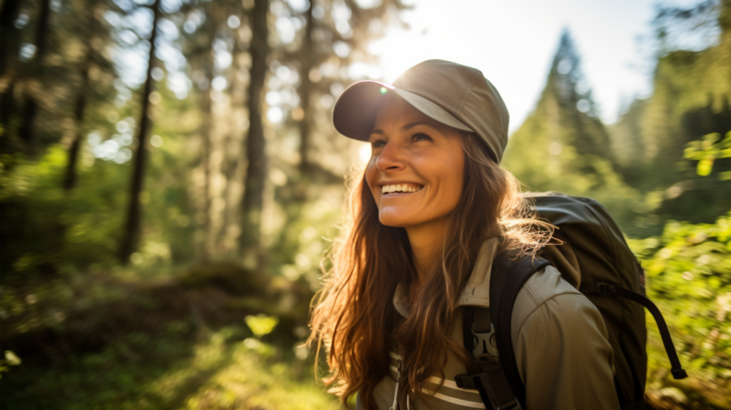 A woman hikes in the woods representing how to figure out what you want in life