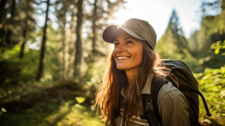 A woman hikes in the woods representing how to figure out what you want in life
