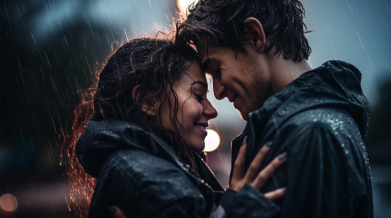 A couple cuddles in the rain. What is emotional intimacy?