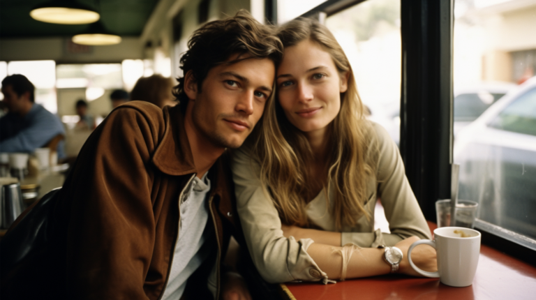 A couple cuddles up at a table representing how to build trust in a relationship