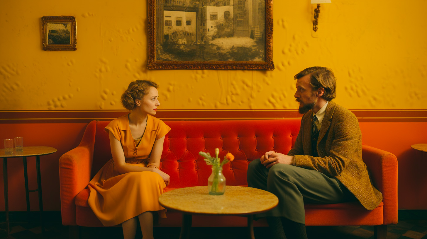 A man and a woman sit on the sofa having a difficult conversation representing intent vs impact in relationships