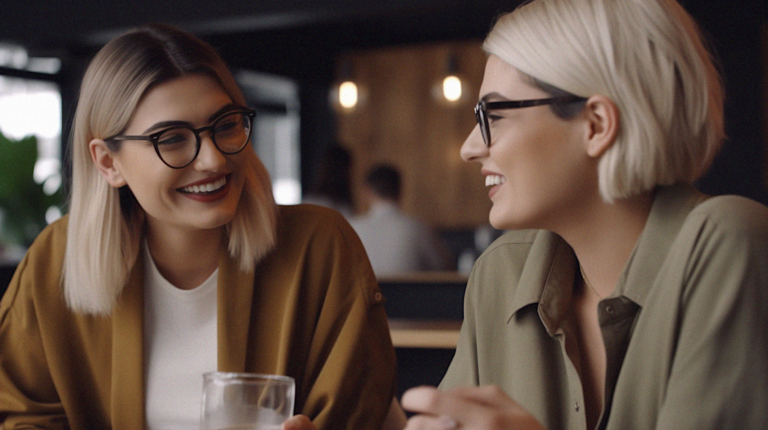 Two women sit at a restaurant talking depicting what it means to hold space for someone.