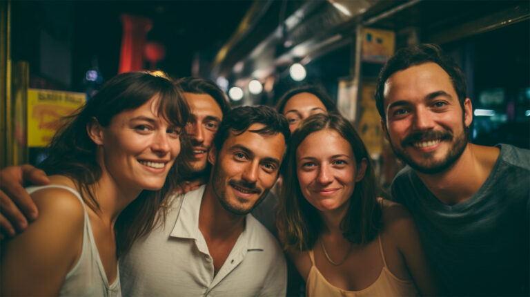 A group of friends smiles at the camera representing who is in your "circle of trust".