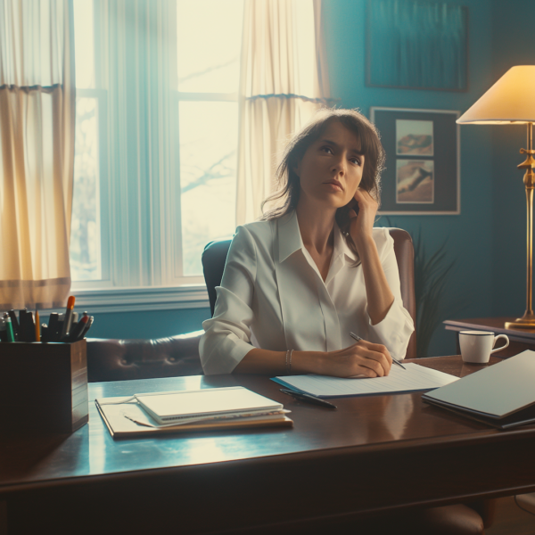 Therapist sitting at her desk representing Why Therapists Can’t Do the Work for Clients