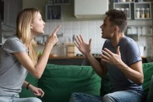 Angry couple arguing.
