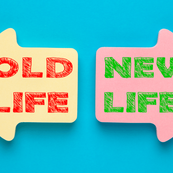 Two arrows pointing in opposite directions. One says "old life" the other says "new life" representing What Therapists Should Know About Coaching