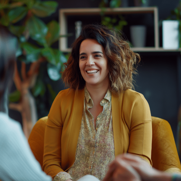A therapist sits in her office talking with her clients representing How Therapists Can Stay Non-Judgmental in the Face of Values Conflicts