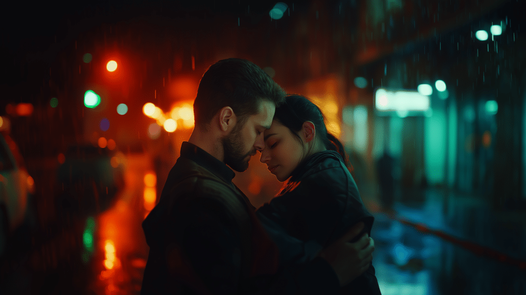 A man and a woman are hugging in the rain representing how to fix a broken relationship.