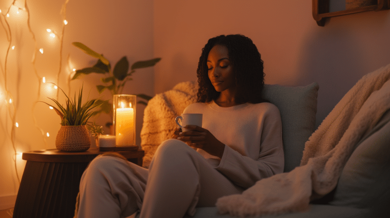 A therapist practices self care by resting and drinking tea representing Staying Strong: Professional Self Care For Therapists
