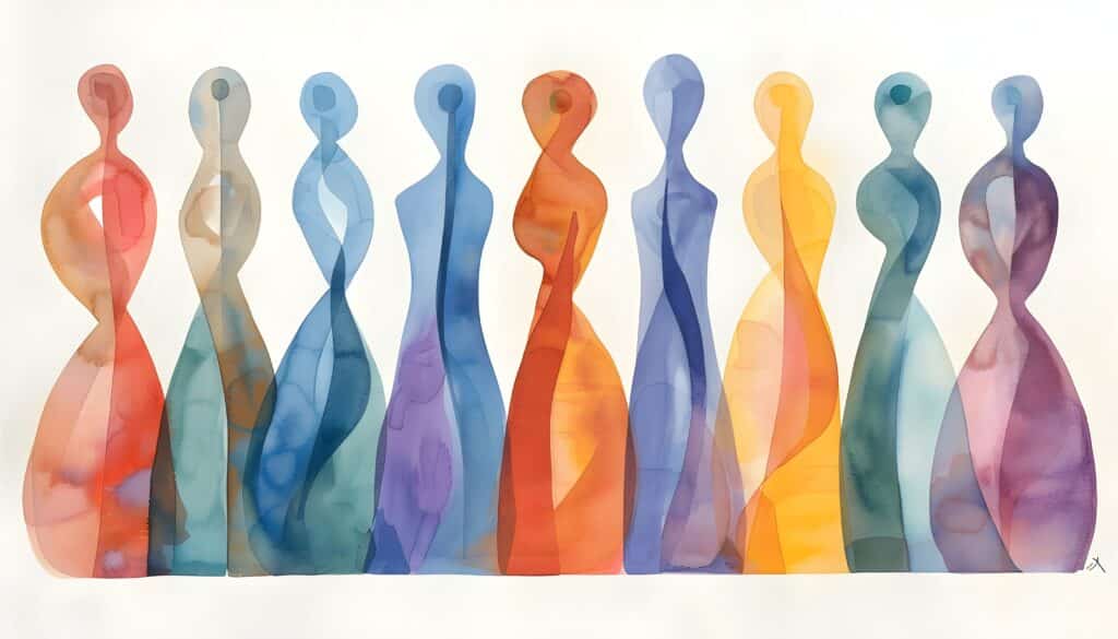 A watercolor of the nine enneagram types representing How Enneagram Therapist Training Can Improve Client Outcomes