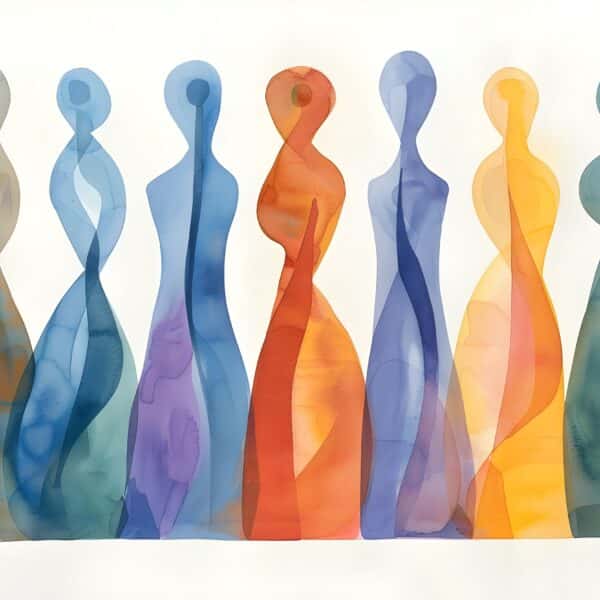 A watercolor of the nine enneagram types representing How Enneagram Therapist Training Can Improve Client Outcomes