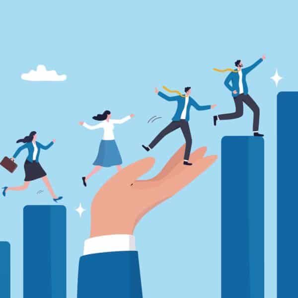An illustration of a therapist's hand helping clients excel in their career representing Career Strategist Roadmap for Therapists & Clients ft. Suzy Welch