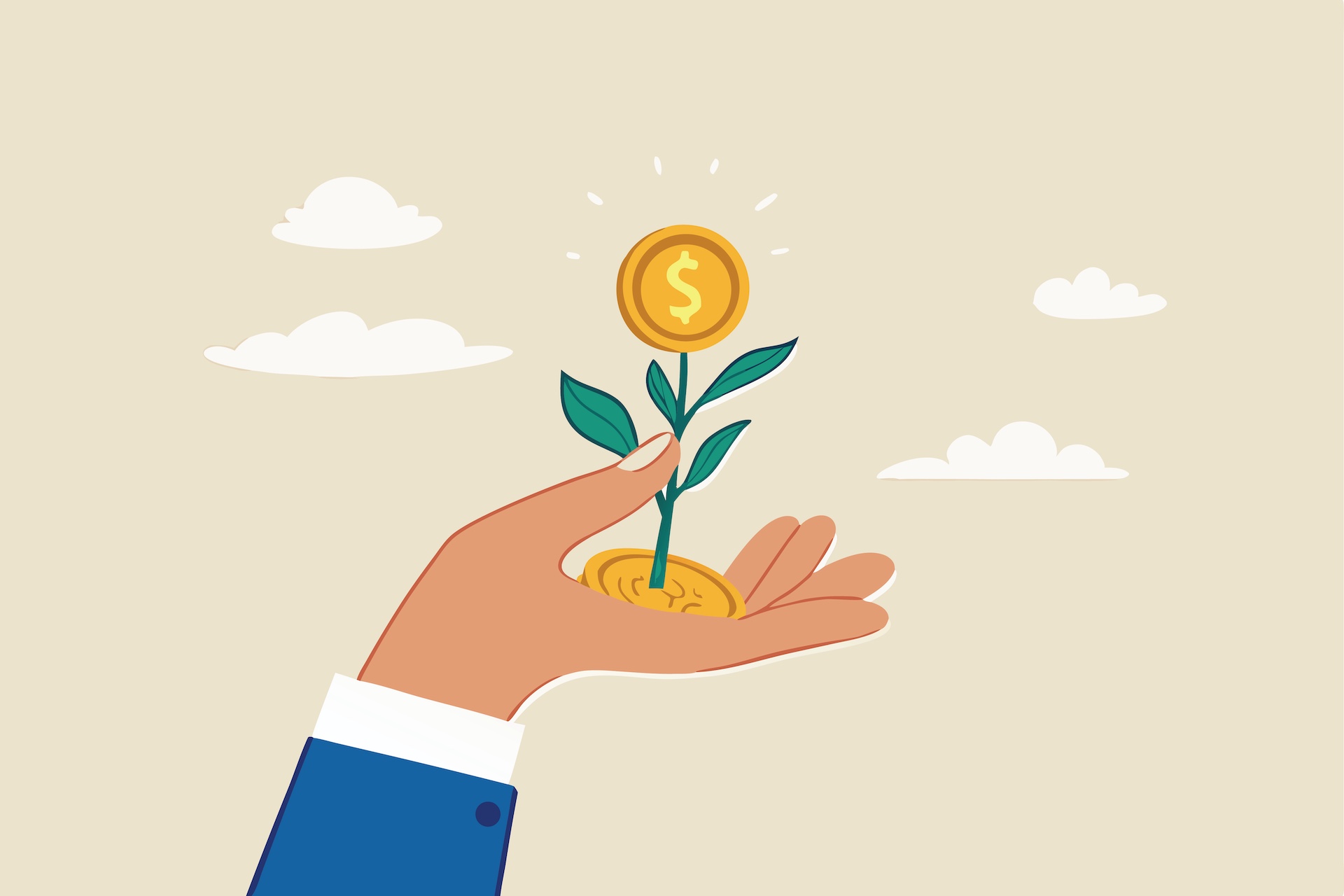 A therapist holds money in his hand and watches it grow representing why life coaching income is higher than your therapist salary.